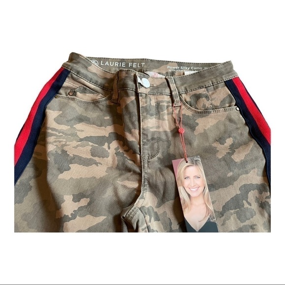 LAURIE Felt Power Silky Track Stripe Camo Print Jeans - Picture 4 of 11